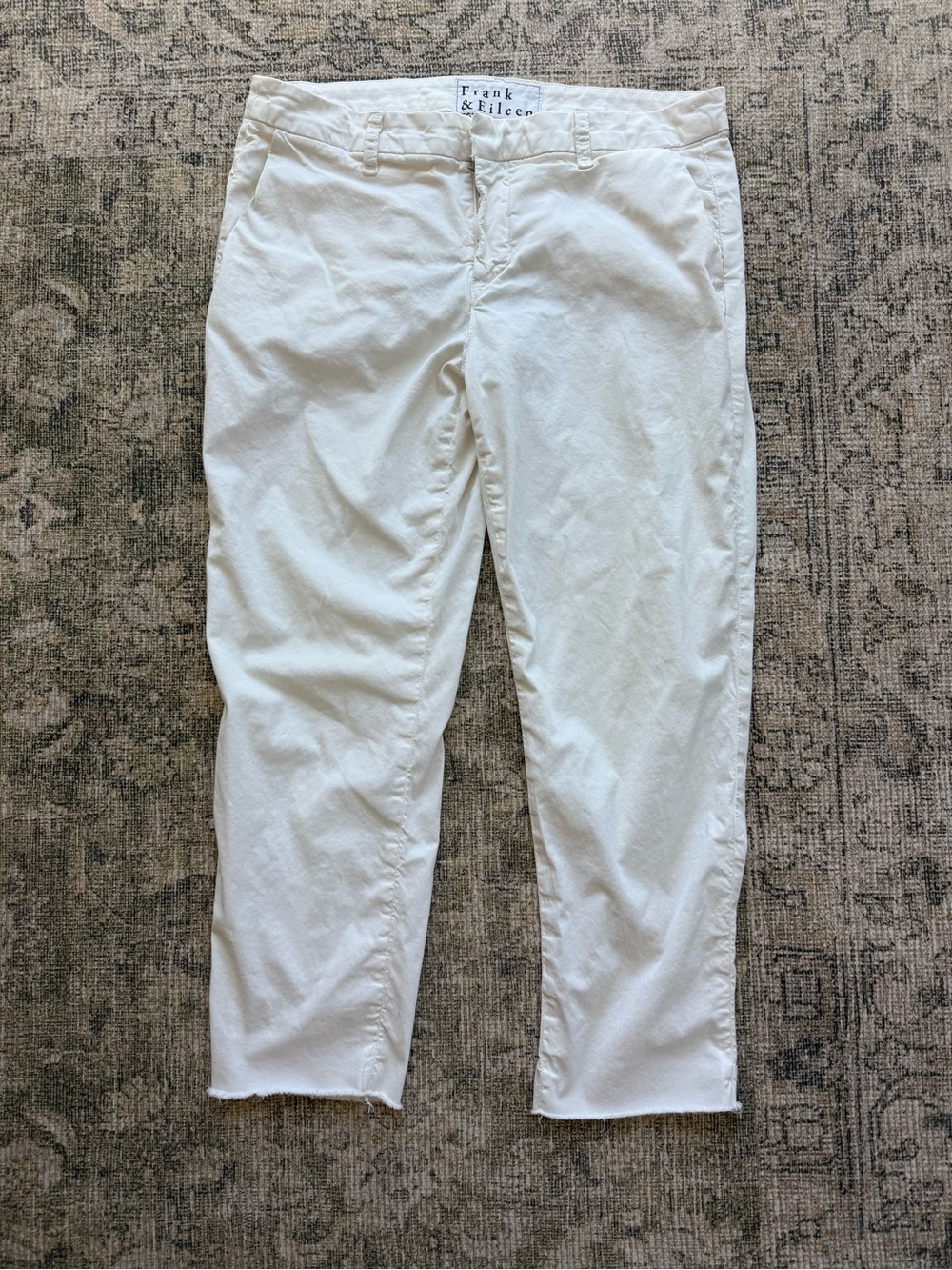 Frank & Eileen Wicklow Italian Chino Pants White Straight Leg Ankle Size 10 - Picture 3 of 8